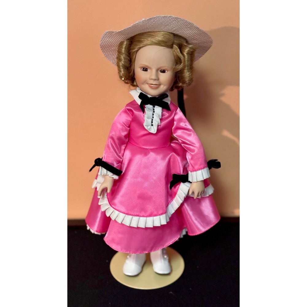 Vintage 1986 Shirley Temple MBI Porcelain Doll Pink Satin Dress Poor Little Rich